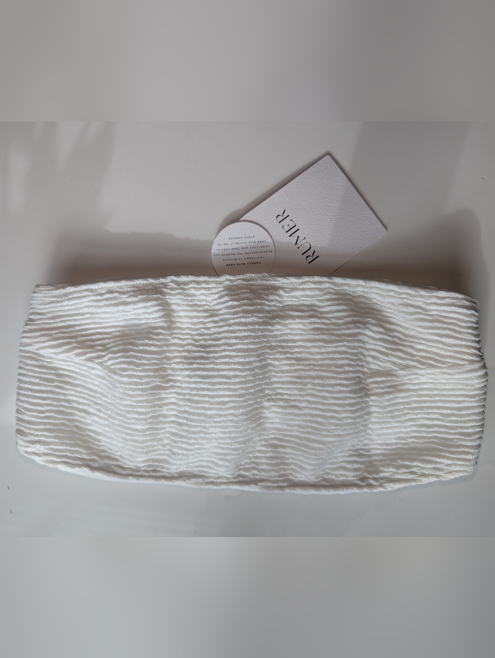 RUMER White Bandeau Bikini Top
